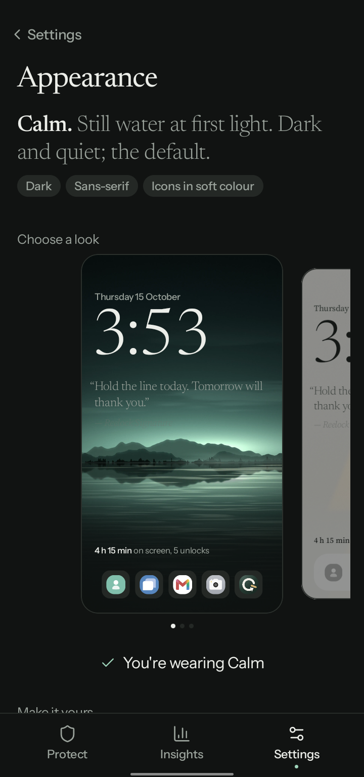 Appearance: the Calm look