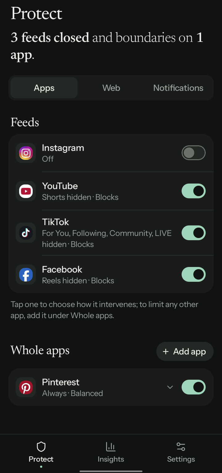 Protect: Shorts, TikTok feeds and Facebook Reels hidden